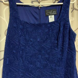 Size 14P Alex Evenings Blue sequined Cami gown with Jacket